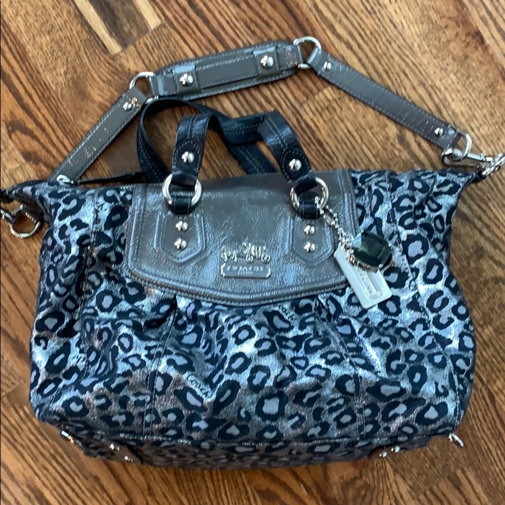 Vintage Coach Gray Leopard Print Bag